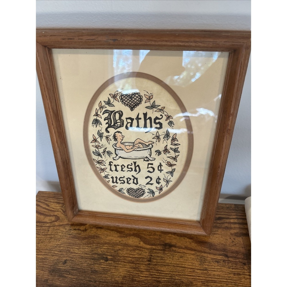 Bathroom Framed Art Vintage Bathtub Decor Cottagecore Grandmacore